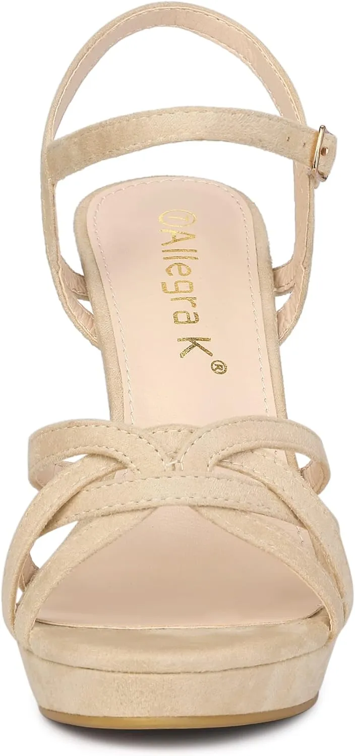 Allegra K Women's Strappy Platform Heels Stiletto Heel Sandals