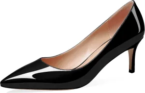 AUMOTED Women Kitten Heels Pumps Stiletto Slip On Pointed Toe 2.5 Inch Classic Court Shoes