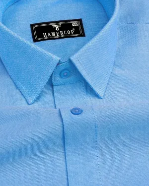 Bright SkyBlue Oxford Cotton Plain Formal Shirt