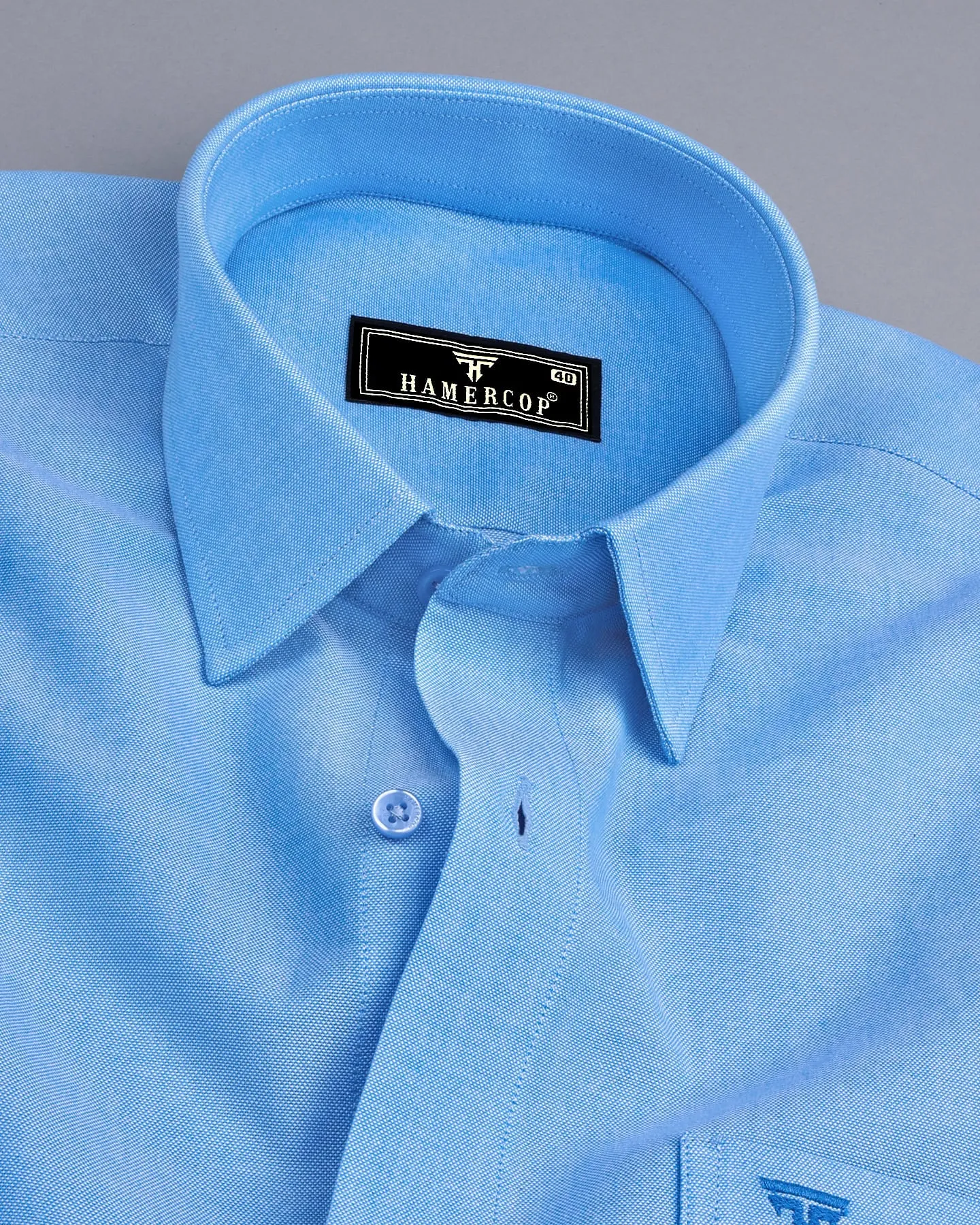 Bright SkyBlue Oxford Cotton Plain Formal Shirt