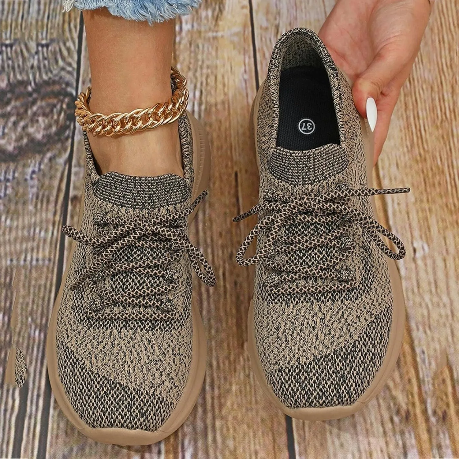 Casual Shoes Lace up Summer New Running Sports Casual Shoes Flying Weaving Mesh Men Trendy