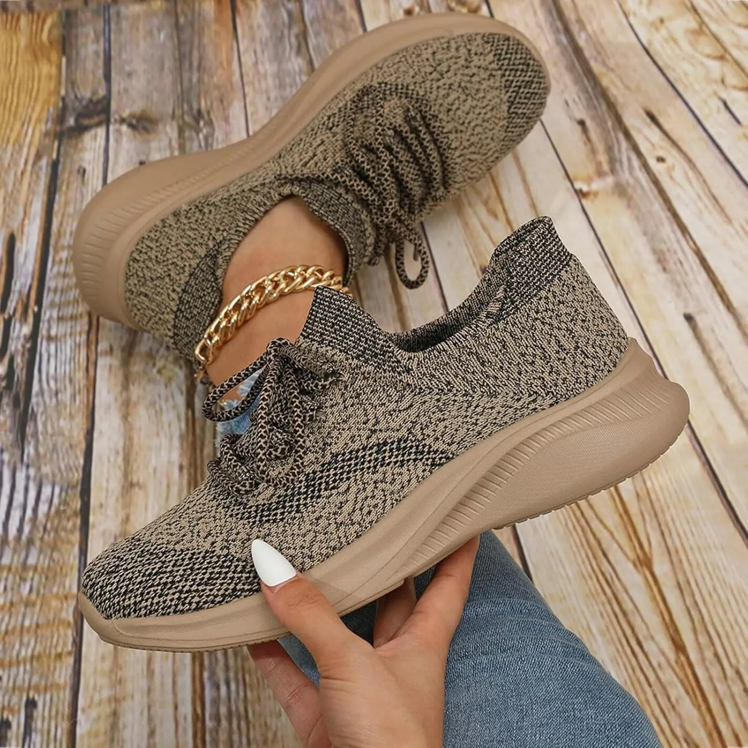 Casual Shoes Lace up Summer New Running Sports Casual Shoes Flying Weaving Mesh Men Trendy