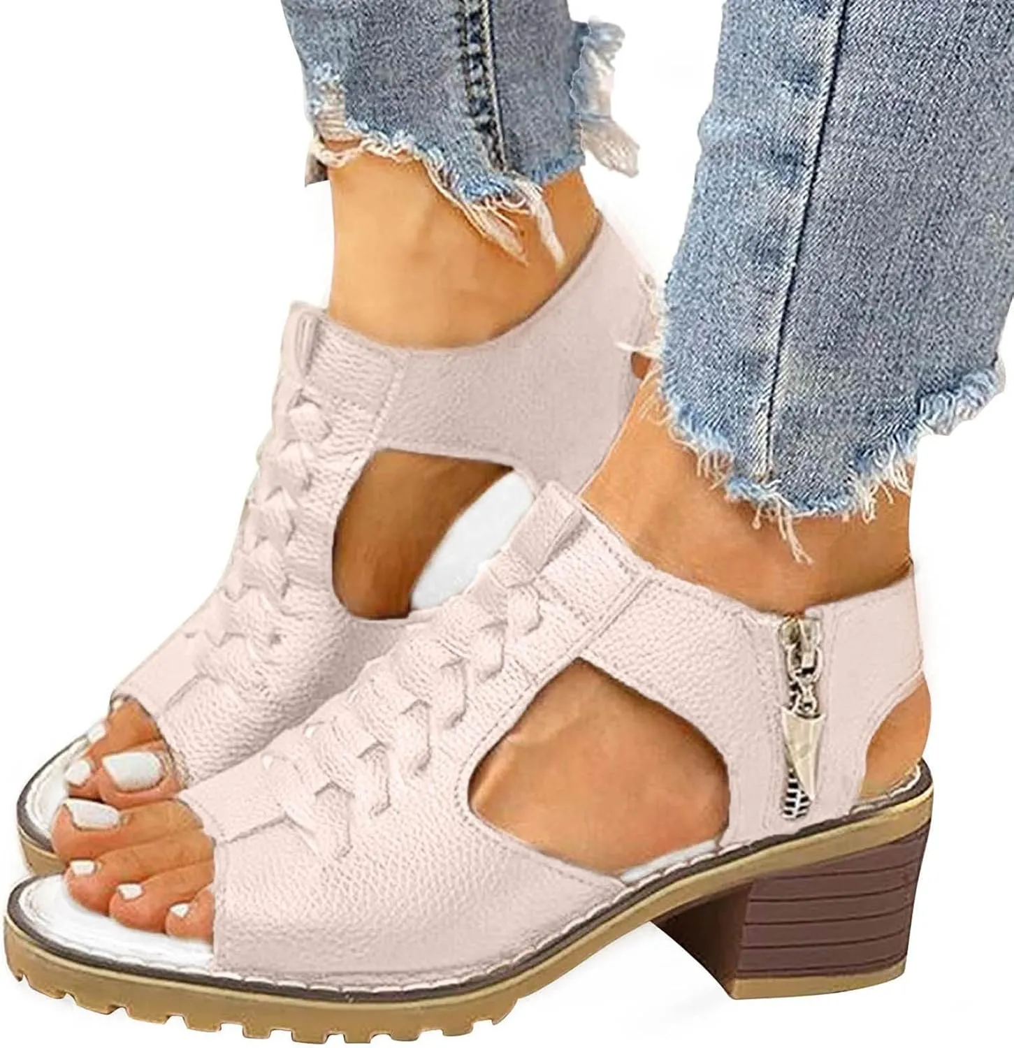 Cathalem Libiyi Sandals Women, Women's Libiyi Comfy Orthotic Chunky Sandals, Fish Mouth Open Toes Vintage Sandals
