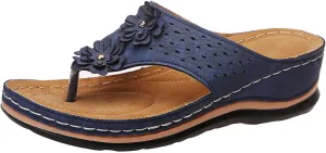 Cathalem Orthopedic Sandals for Women Wedge Sandals with Arch Support Comfortable Walking Slip on Sandals Platform Sandals