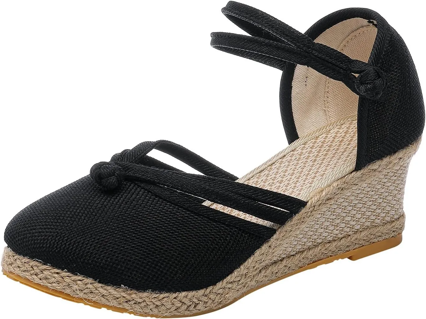 Cathalem Orthopedic Sandals for Women, Women's Ankle Strap Closed Toe Espadrille Wedge Sandals Platform Wedge Sandals