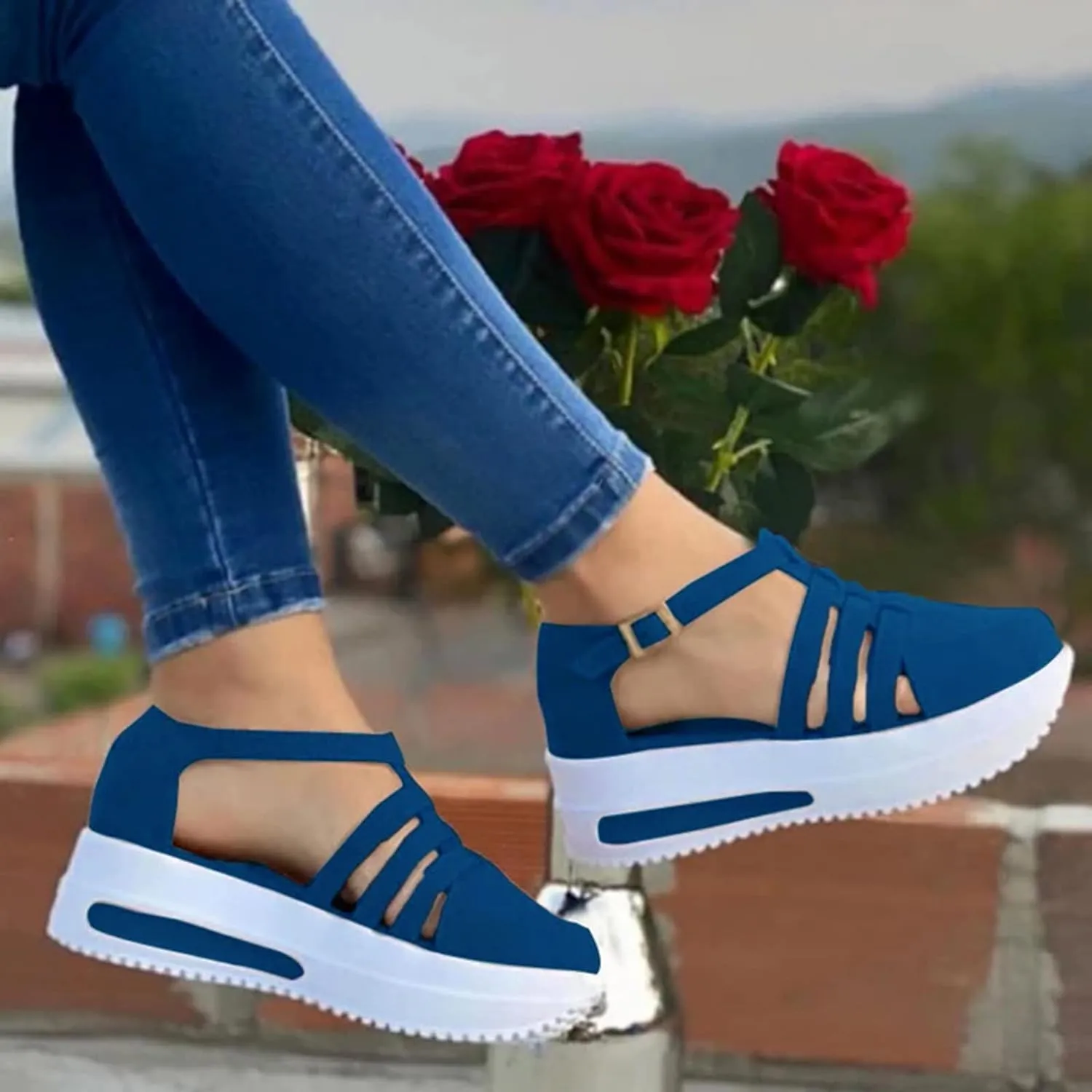 Cathalem Sandals for Women Summer,Casual Comfortable Closed Toe Sandals Plarform Sandals with Back Strap Walking Shoes Women