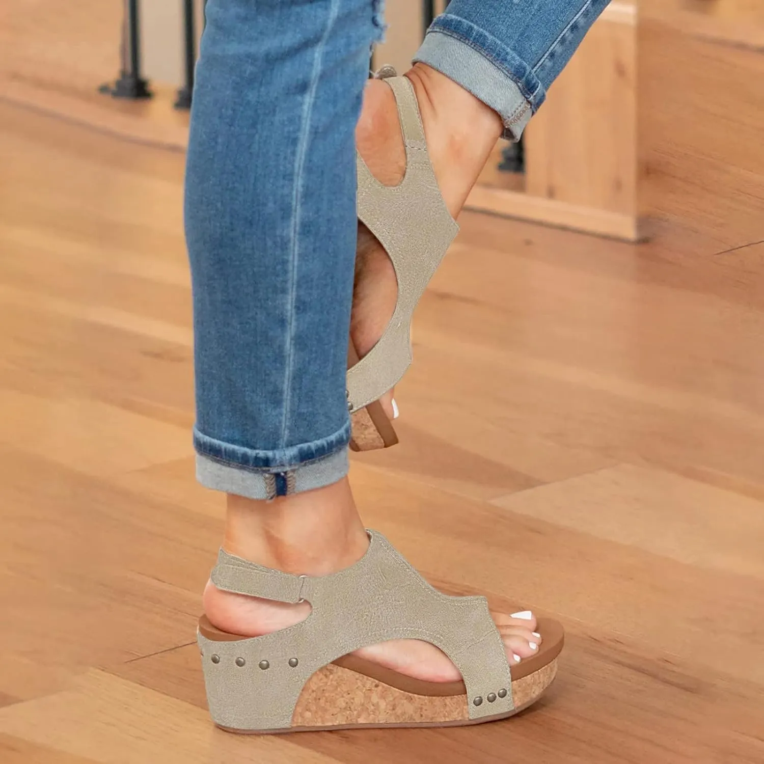 Cathalem Summer Sandals for Women 2024 Buckle Ankle Strap Open Toe Sandals Platform Sandals for Women Dressy Summer
