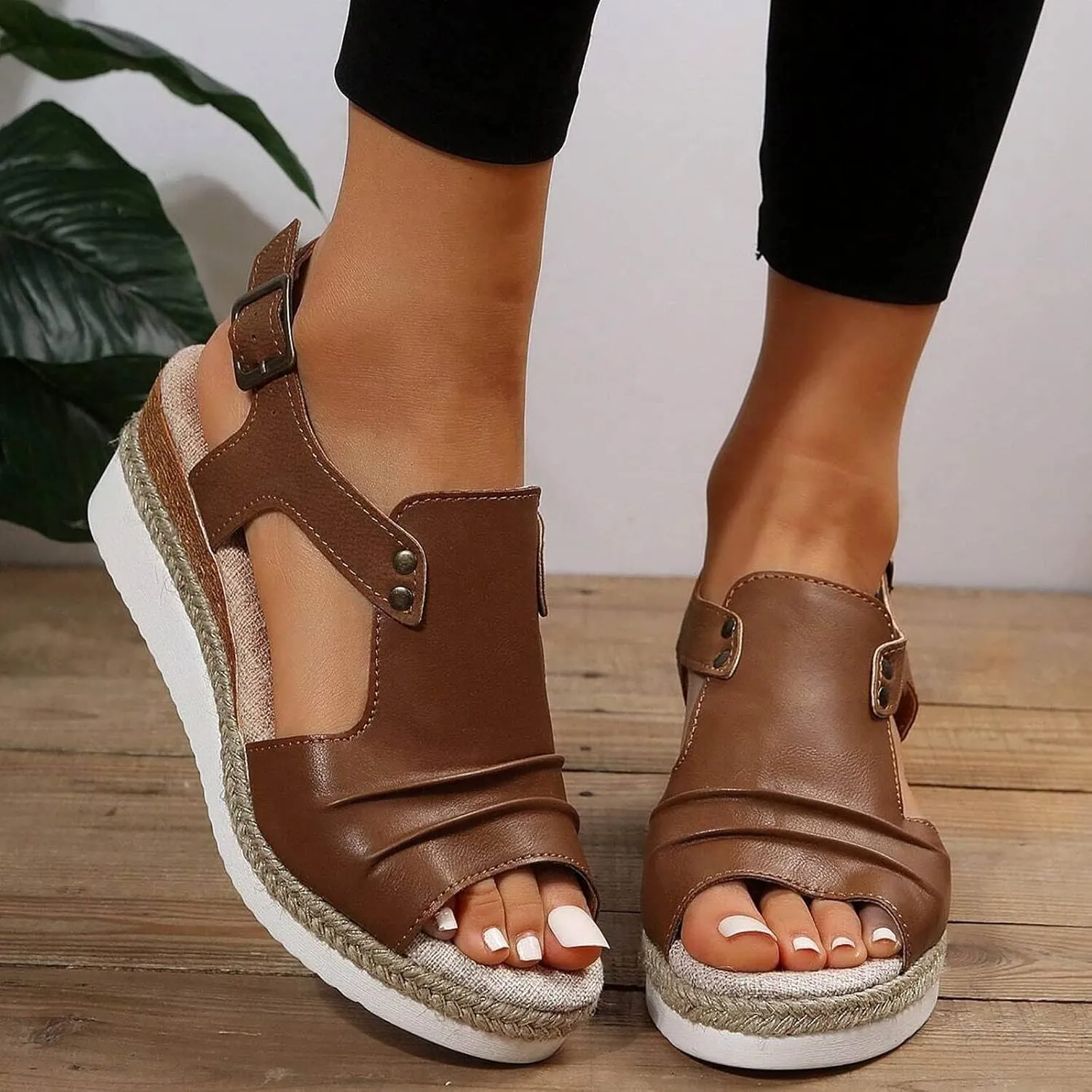 Cathalem Summer Sandals for Women 2024 Comfortable Strappy Platform Sandals Orthopedic Sandals Casual Summer Shoes