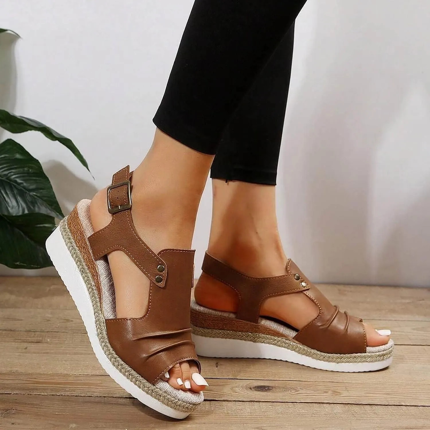 Cathalem Summer Sandals for Women 2024 Comfortable Strappy Platform Sandals Orthopedic Sandals Casual Summer Shoes