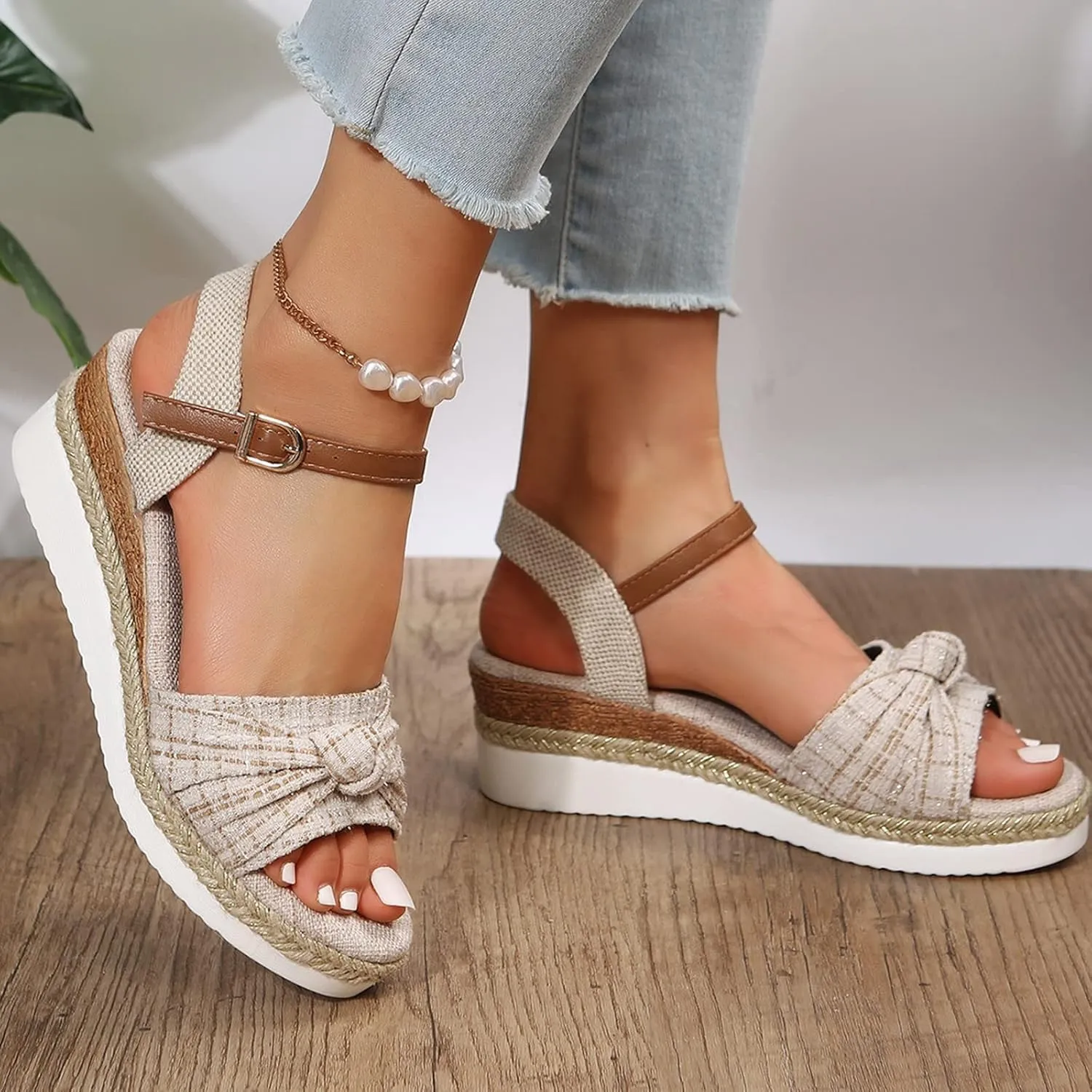 Cathalem Summer Sandals for Women 2024 Open Toe Sandals Walking Slippers with Arch Support Wedge Sandals Summer Dressy
