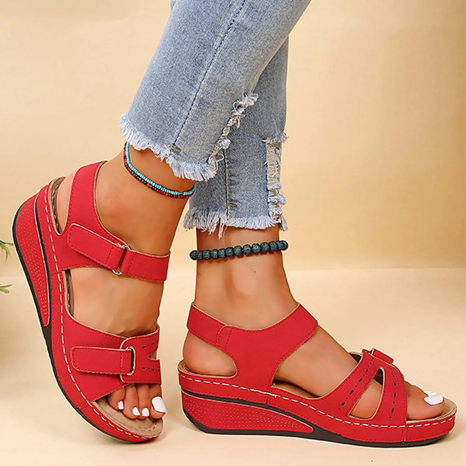 Cathalem Summer Sandals for Women 2024 Wide Women's Sandals Women's Comfortable Women's Sandals with Arch Support