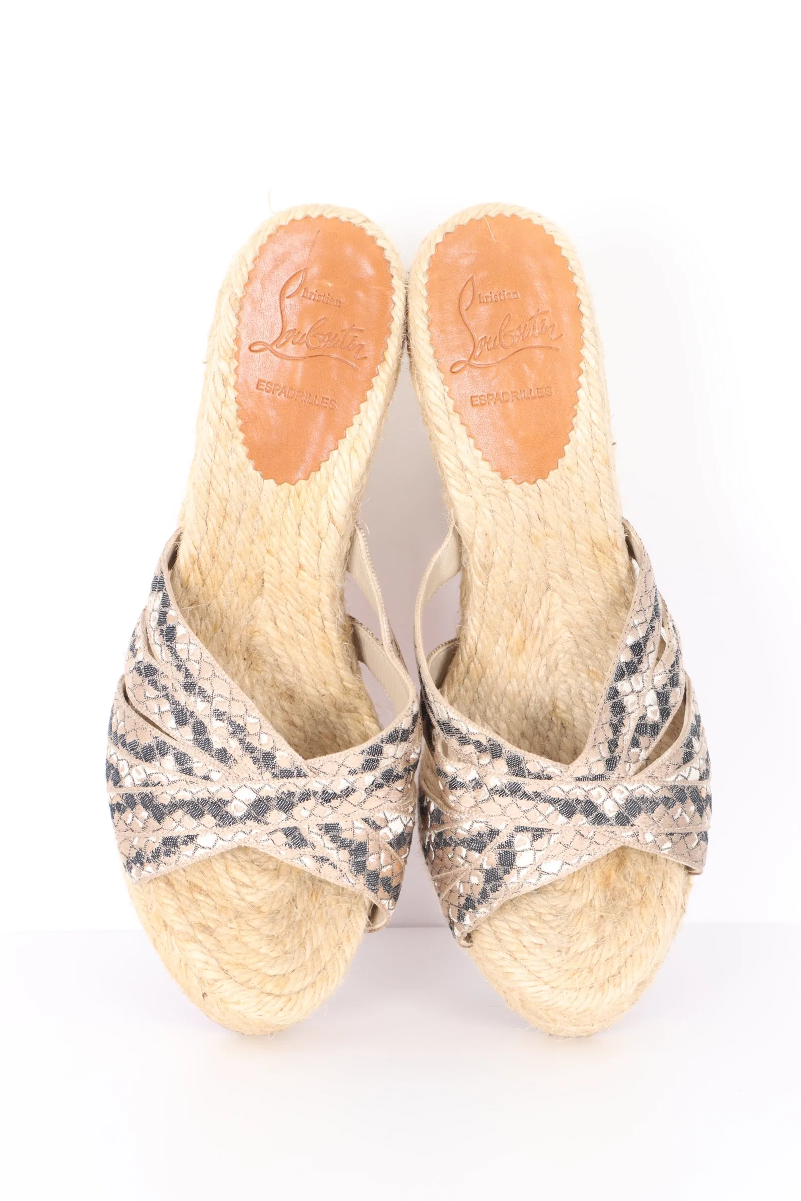 CHRISTIAN LOUBOUTIN 'Tiburon' Espadrilles Wedge Sandals (37)