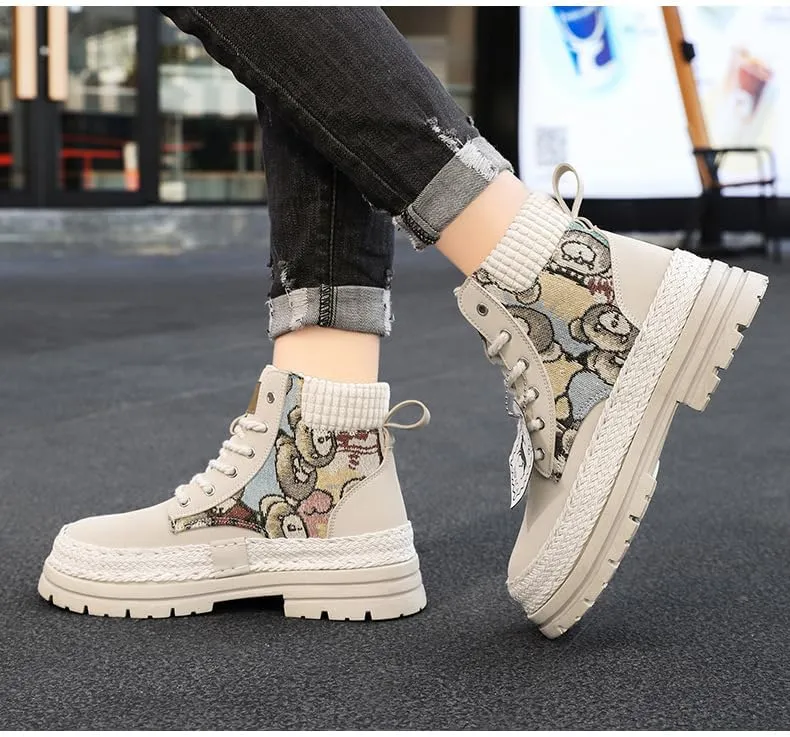 Classic PU Leather High Top Boots for Men - Comfy & Durable Hiking Shoes for Outdoor Activities