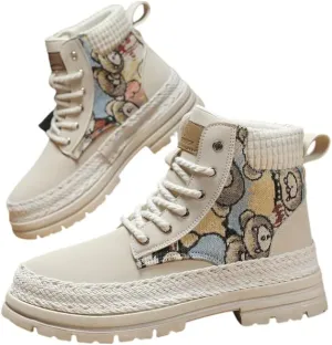 Classic PU Leather High Top Boots for Men - Comfy & Durable Hiking Shoes for Outdoor Activities