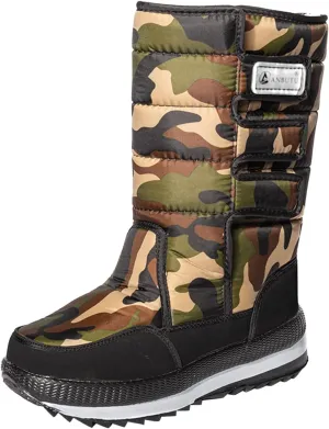 Cold Proof Snow Boots for Men and Women Non Slip Thick Bottom Boots Water Proof Fleece Lined Warm Mid Hardcore Shoes