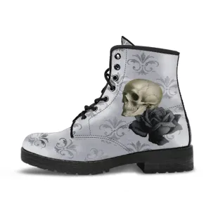 Combat Boots - Goth Shoes #105 Skulls, Grunge Style | Vegan Leather Lace Up Boots, Custom Shoes Boho, Goth Witch Boots, Goth Boots, Vintage