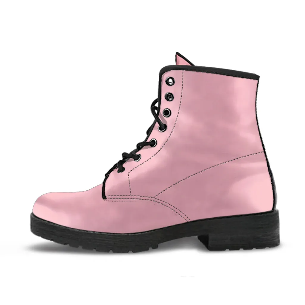 Combat Boots - Light Pink | Boho Custom Shoes, Handmade Lace Up Boots, Vegan Leather Lace Up Boots, Aesthetic Shoes, Sorority Shoes