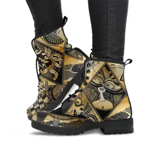 Combat Boots - Masquerade Mask | Boho Shoes, Custom Shoes, Vegan Leather Lace Up Boots Women, Handmade Lace Up Boots, Women's Boots