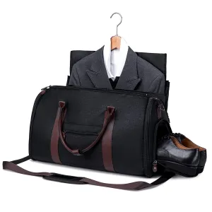 Convertible Garment Duffle Bag for Travel - Carry-On for Men & Women with Shoe Compartment, 2-in-1 Foldable Suit Bag, Detachable Shoulder Strap
