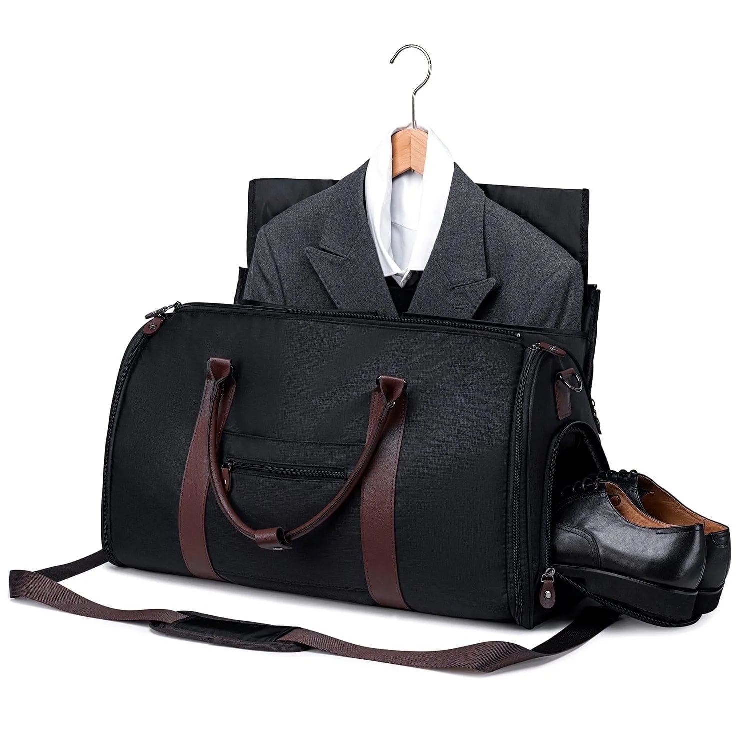 Convertible Garment Duffle Bag for Travel - Carry-On for Men & Women with Shoe Compartment, 2-in-1 Foldable Suit Bag, Detachable Shoulder Strap