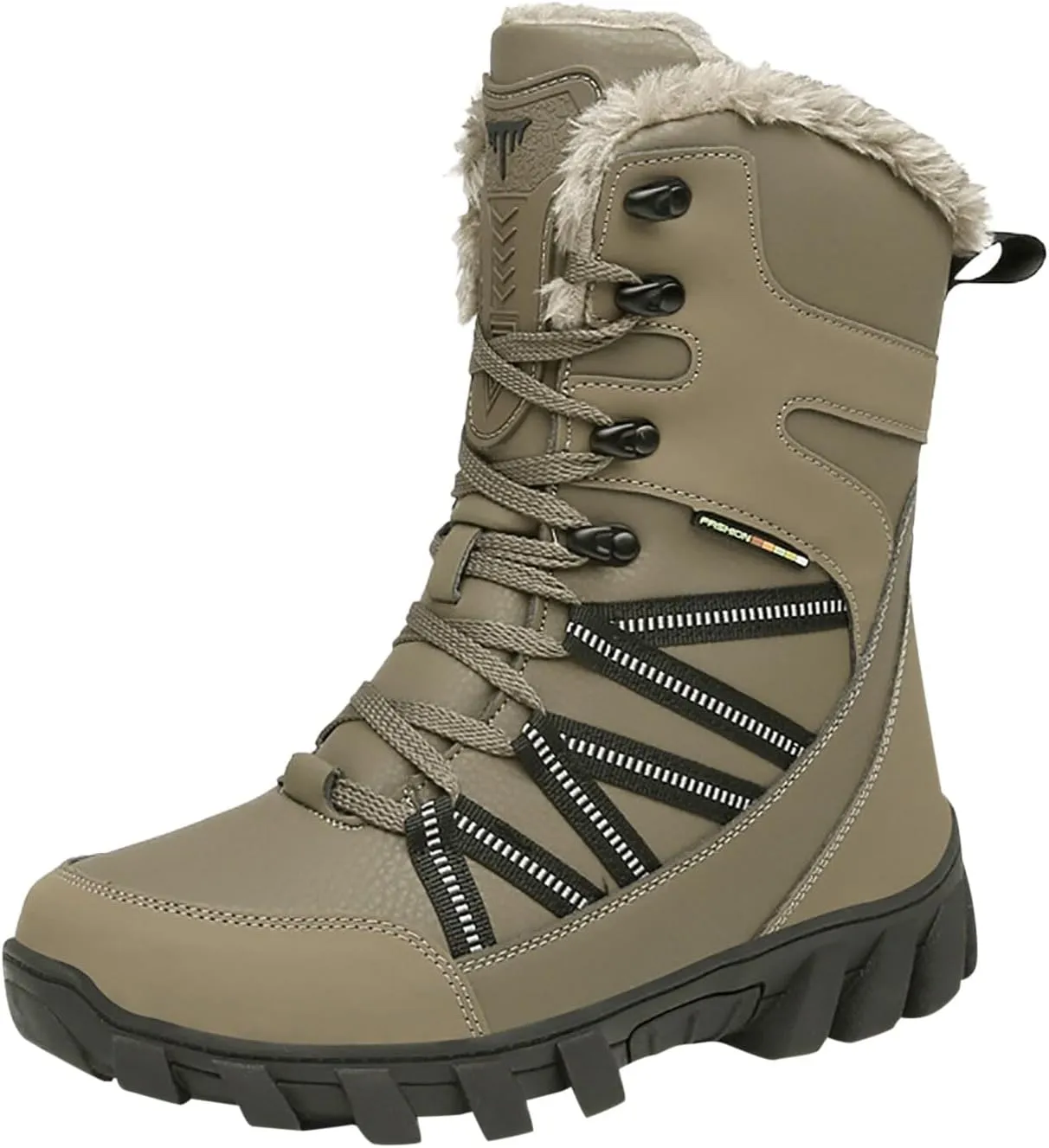 Cotton Snow Boots for Men Water Proof Insulated Mid Calf Boots Fleece Lined Warm Winter Non Slip 6 Men