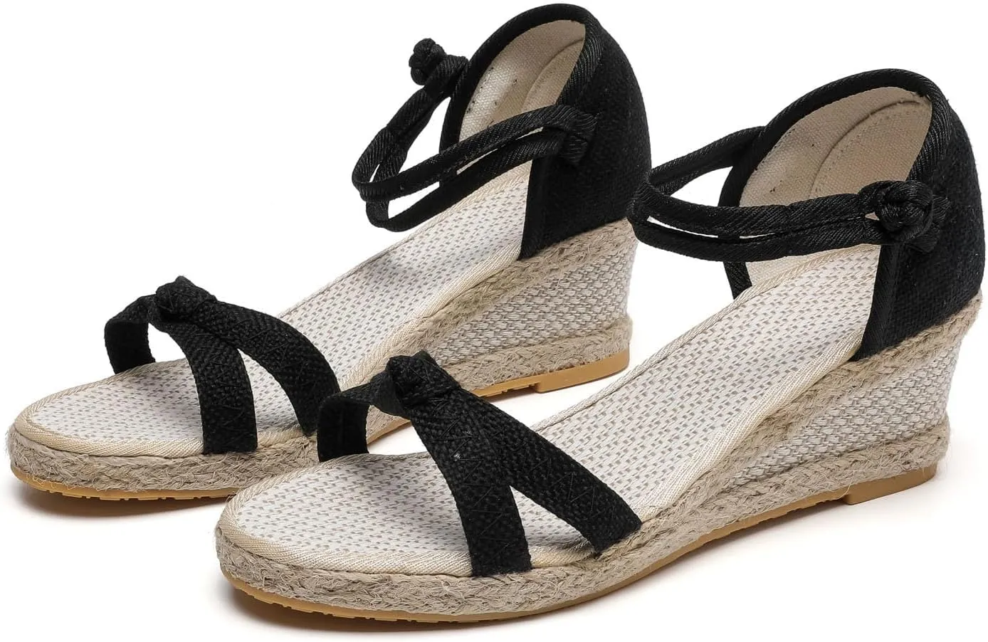 Dressy Open Toe Sandals Platform Wedge with Cushioned Insole and Ankle Strap Buckle Strappy Comfortable Summer Orthopedic Espadrilles Arch Support Casual Orthotic Buckle Strappy Flat Slippers