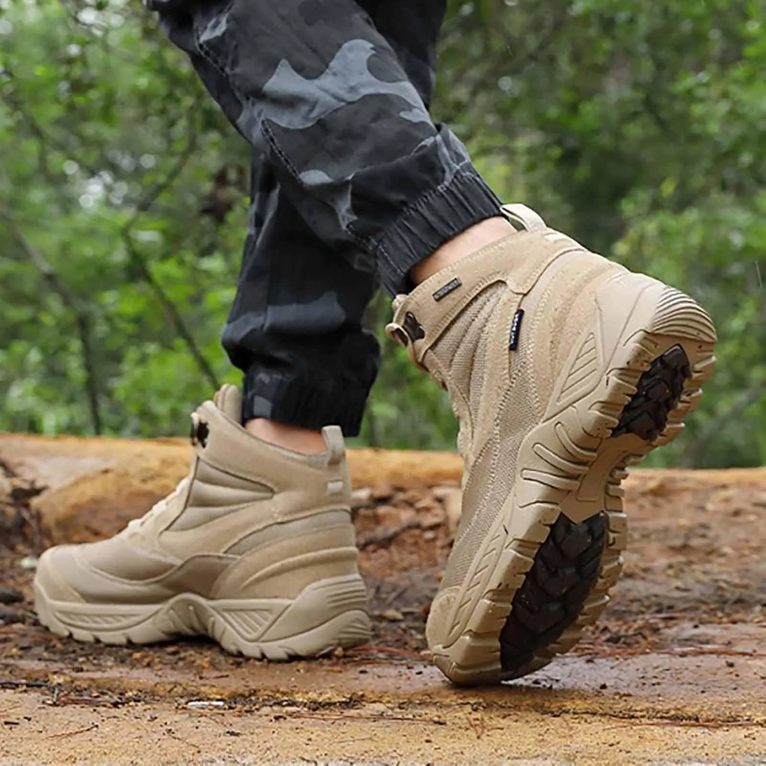 Durable Military Work Boots, Men's Military Tactical Boots with Sports Socks Lightweight Military Boots Breathable Desert Boots Waterproof Hiking Work Boots