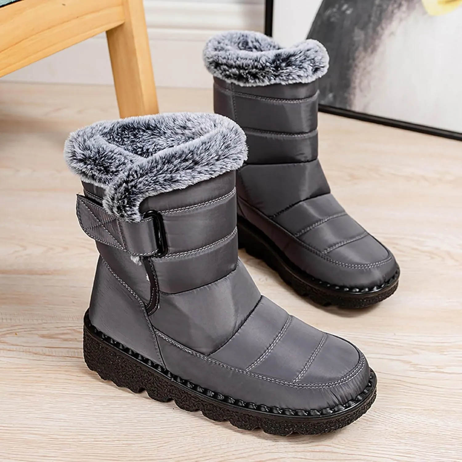 Fashion Couple Men Women Winter Water Proof Flat Hook Loop Keep Warm Snow Boots Men Outdoor Lightweight Hiking