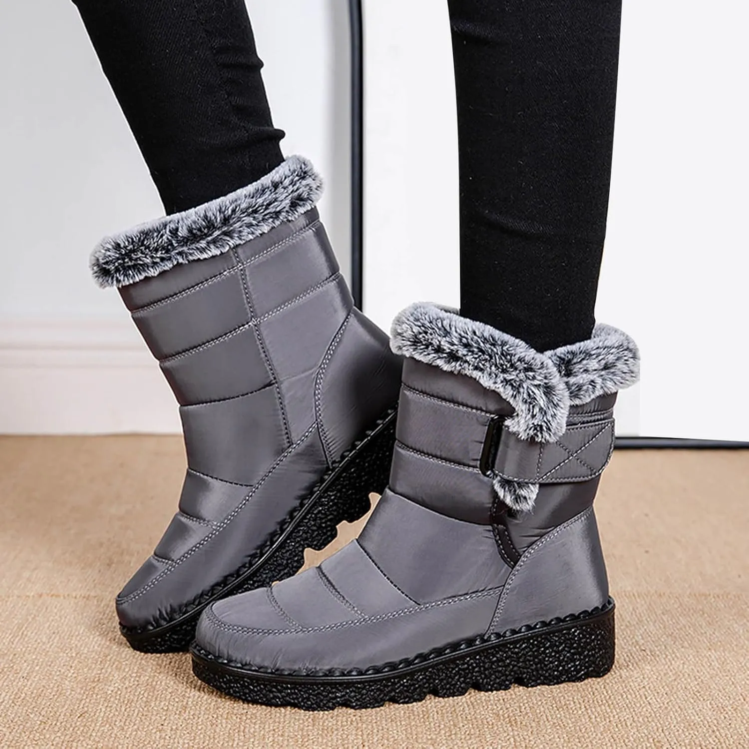 Fashion Couple Men Women Winter Water Proof Flat Hook Loop Keep Warm Snow Boots Men Outdoor Lightweight Hiking