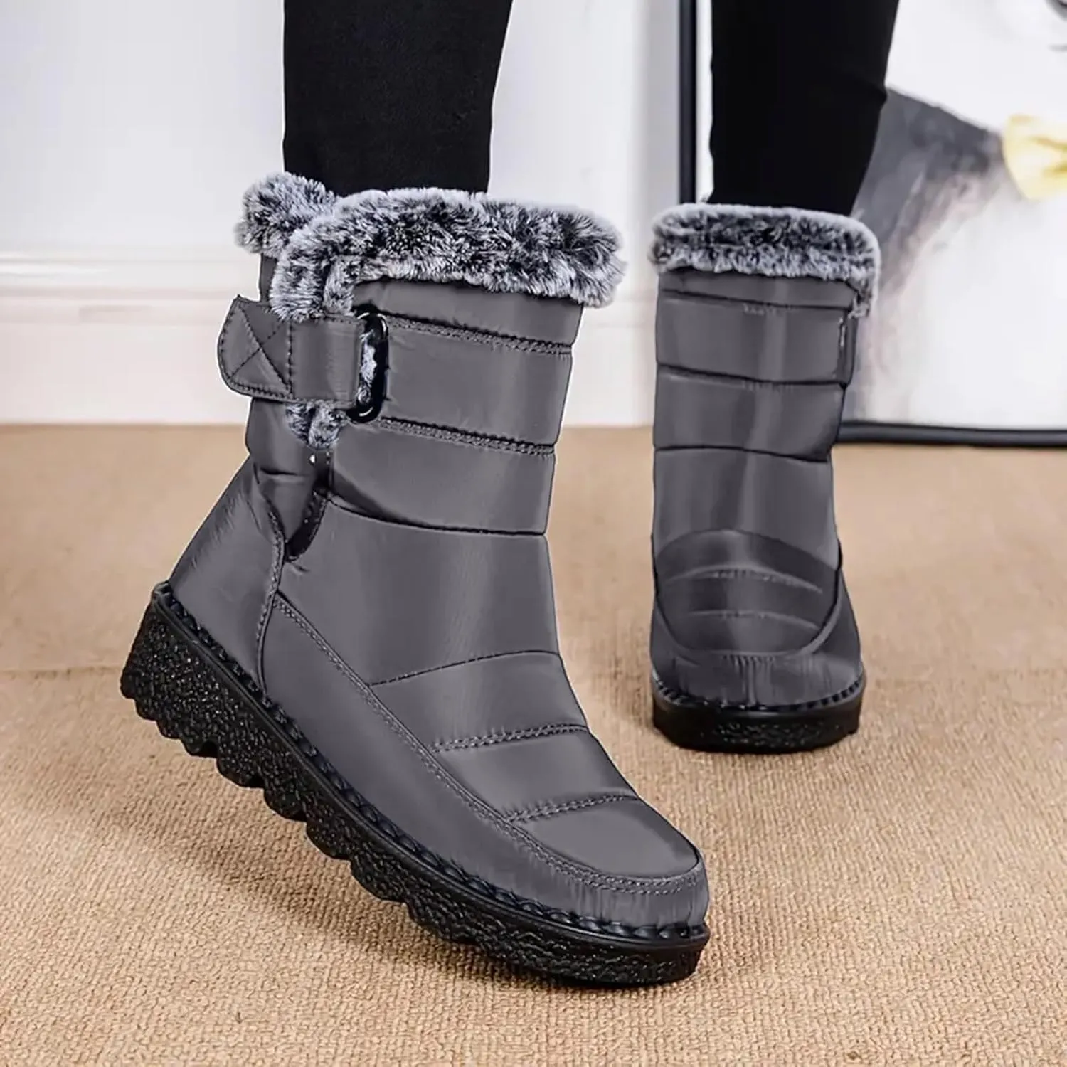 Fashion Couple Men Women Winter Water Proof Flat Hook Loop Keep Warm Snow Boots Men Outdoor Lightweight Hiking