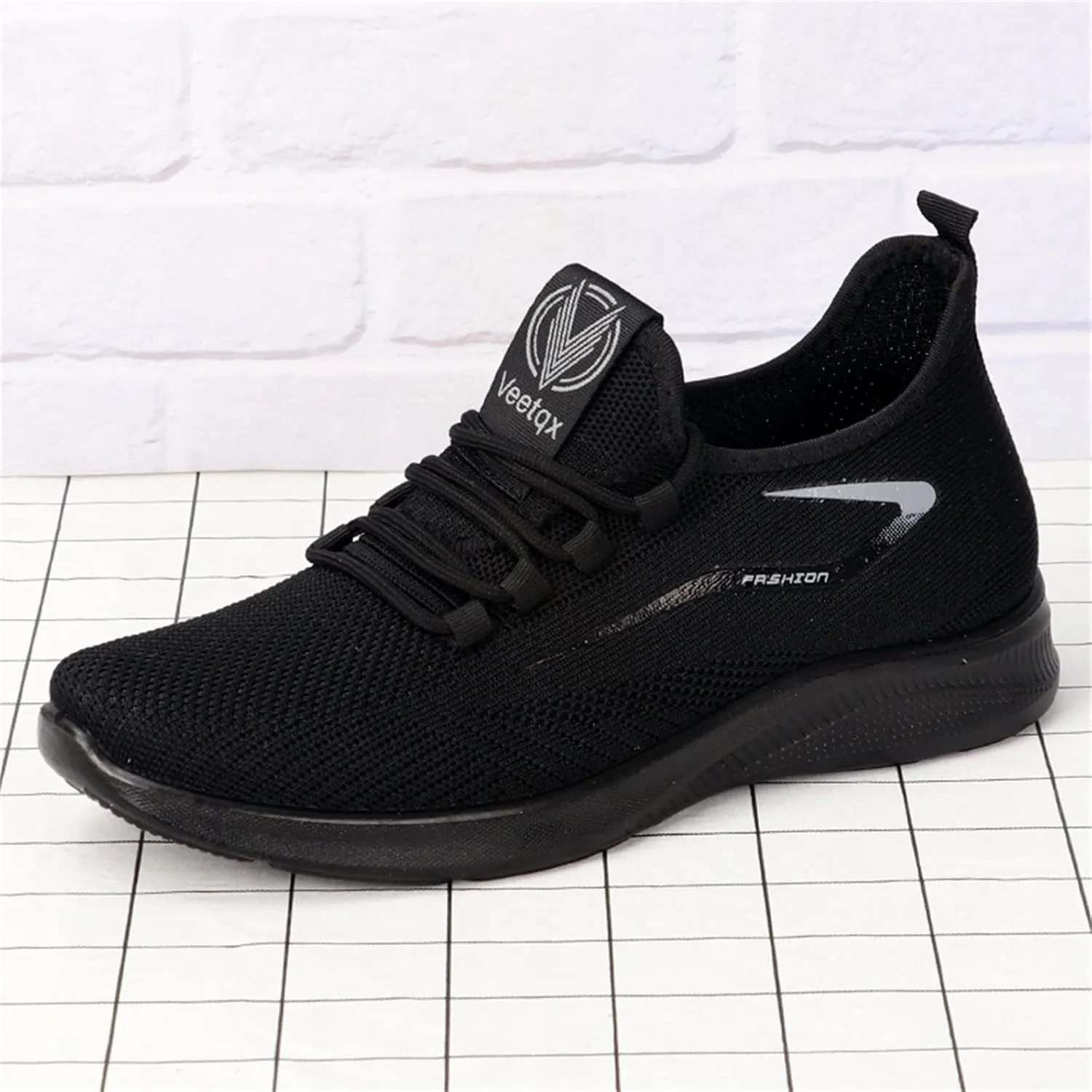 Fashion Sneaker Lace-Up Fashion Spring and Summer Men Sports Shoes Flat Bottom Light Slip On Elastic Fly Woven Mesh