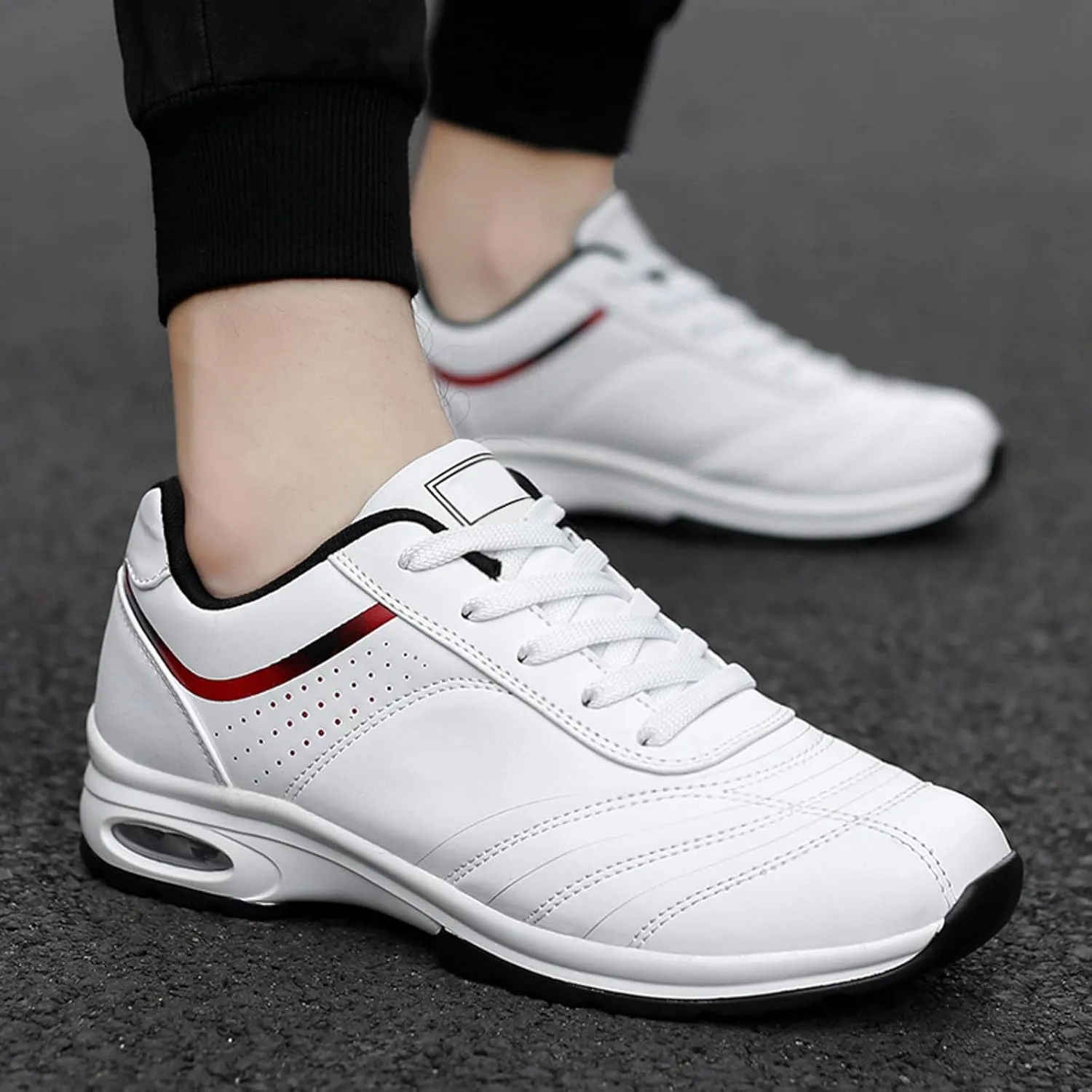 Fashion Sneaker Lace-Up Men Casual Simple Leather Travel Running Plus Size Sneakers Casual Shoes