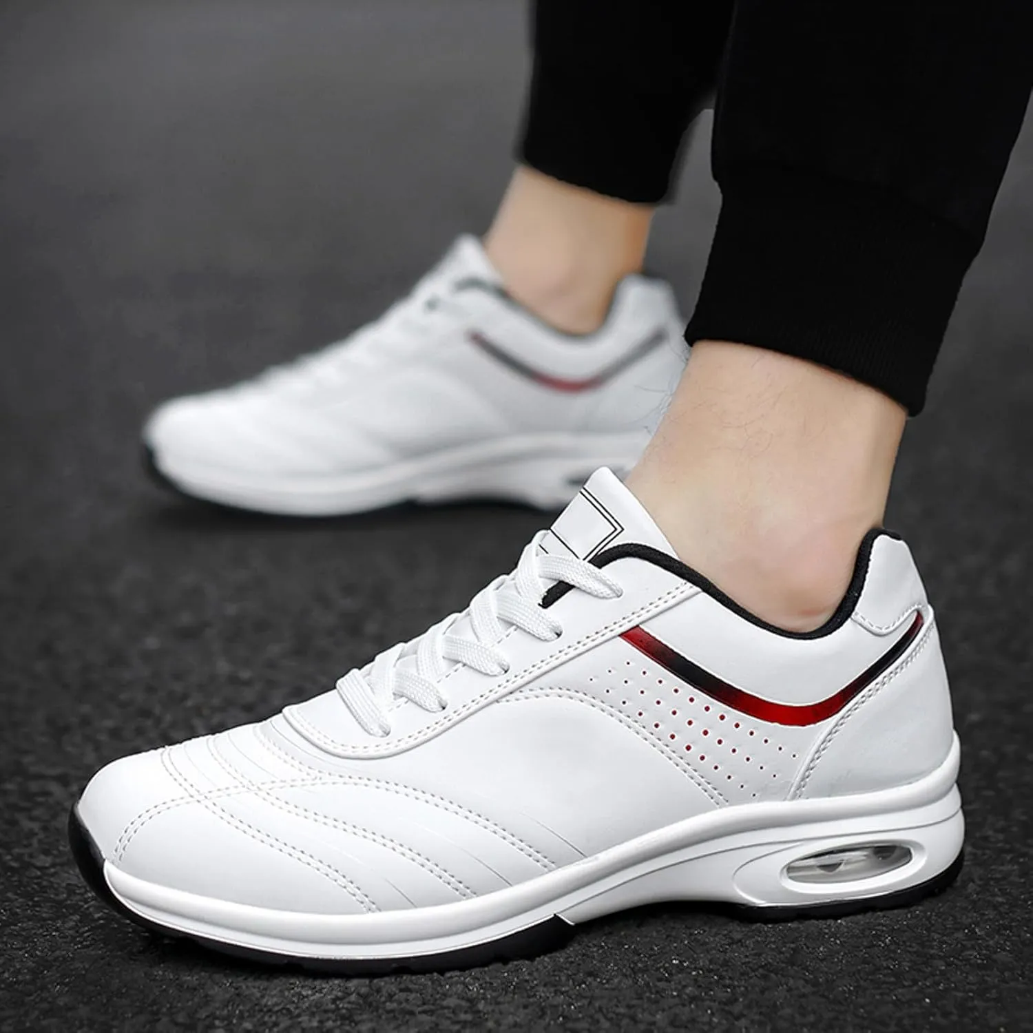 Fashion Sneaker Lace-Up Men Casual Simple Leather Travel Running Plus Size Sneakers Casual Shoes