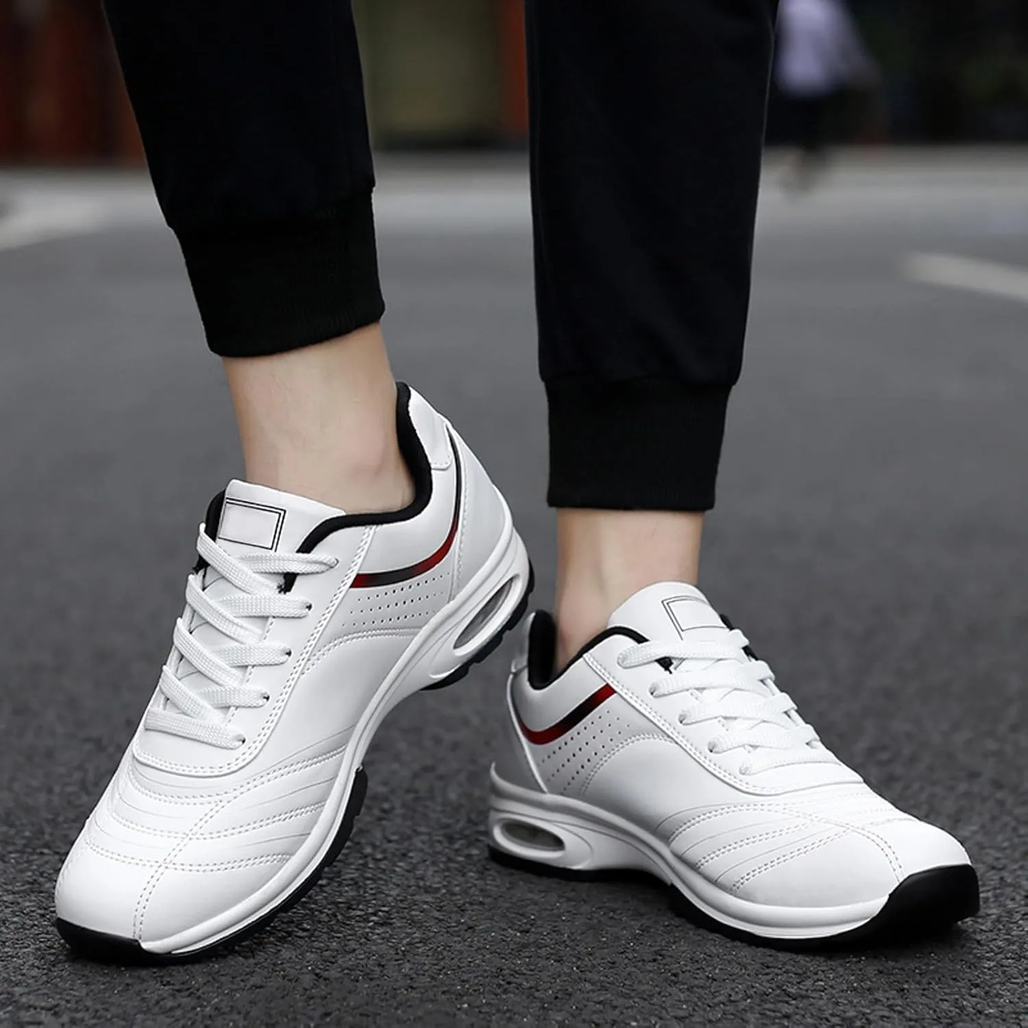 Fashion Sneaker Lace-Up Men Casual Simple Leather Travel Running Plus Size Sneakers Casual Shoes