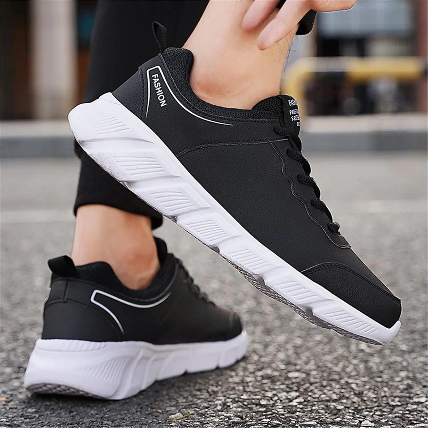 Fashion Sneakers Comfortable Mens Shoes Casual Leather Laace Up Color Blocking Casual Fashion Simple Shoes Running