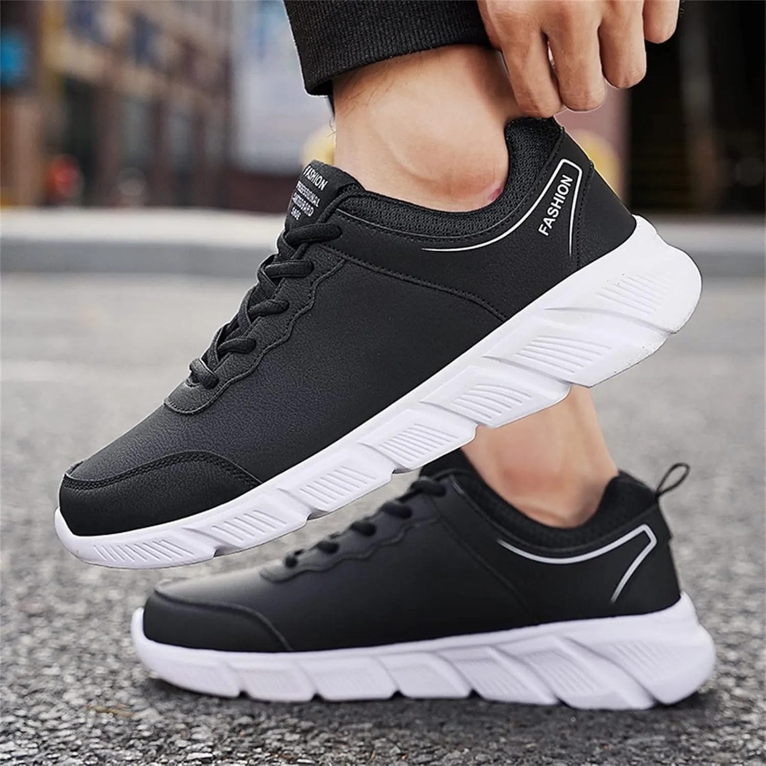 Fashion Sneakers Comfortable Mens Shoes Casual Leather Laace Up Color Blocking Casual Fashion Simple Shoes Running