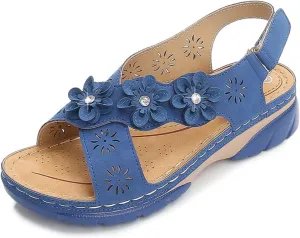 Flats Sandals for Women Summer Open Toe Lightweight Ankle Strap Walking Sandals Casual Slip on Beach Sandal