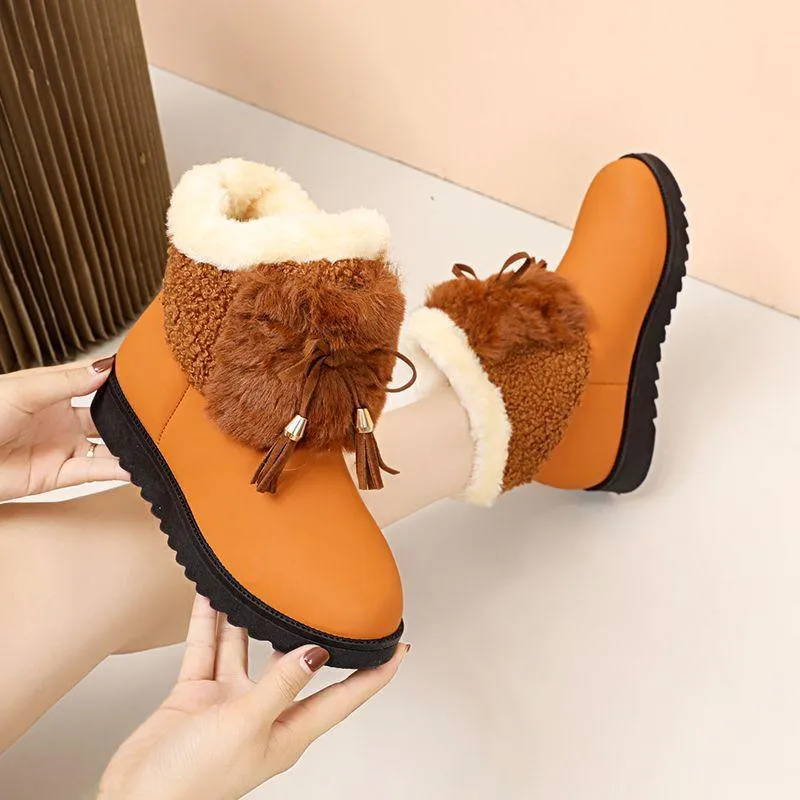 Furry Bow Casual Warm Boots
