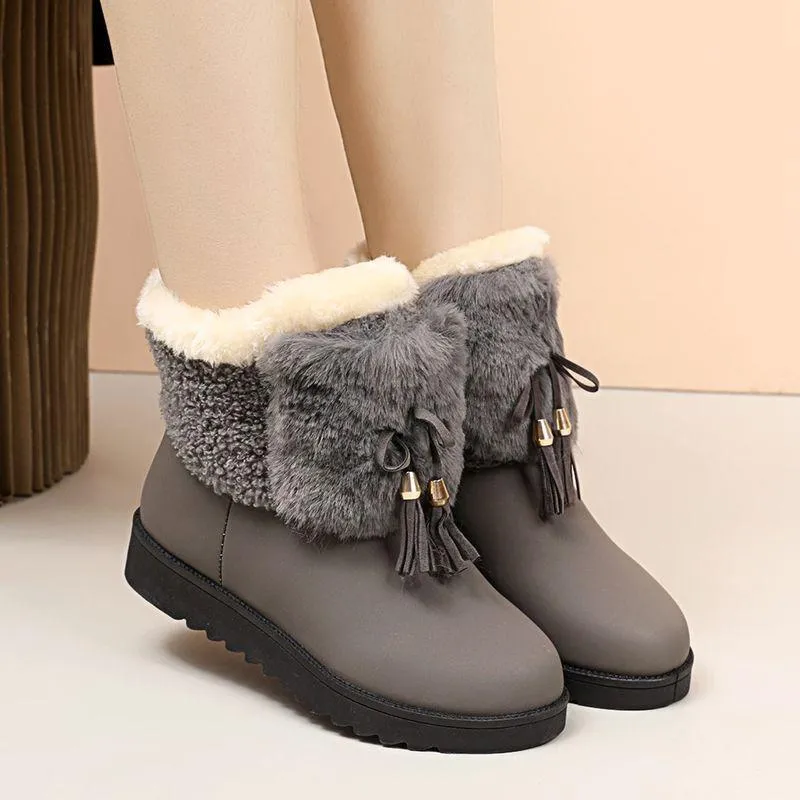 Furry Bow Casual Warm Boots