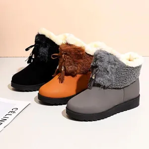 Furry Bow Casual Warm Boots