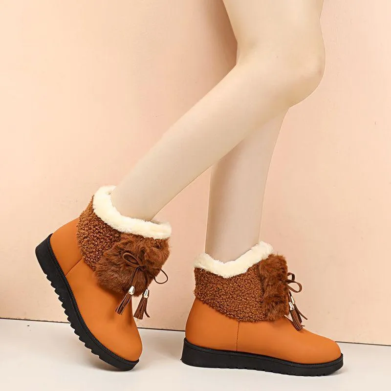 Furry Bow Casual Warm Boots