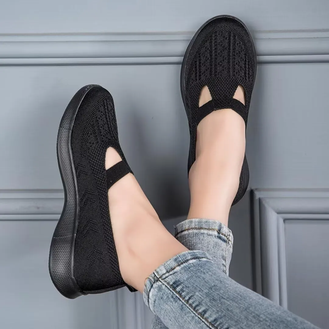 FusionFolio Summer Breathable Nonslip Soft Sole Elderly Shoes Women's, Casual Orthopedic Walking Flats for MiddleAged and Seniors