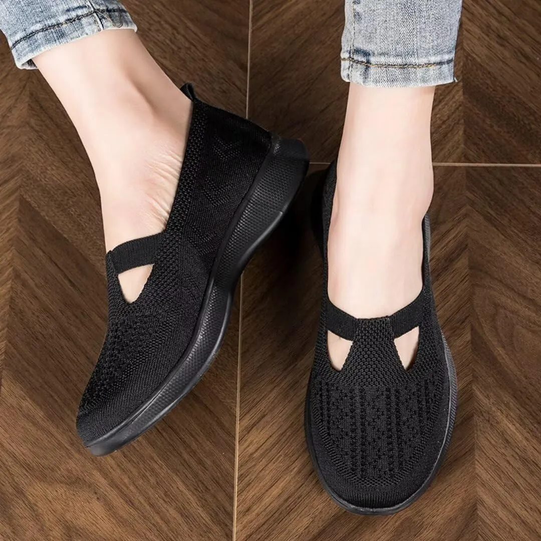FusionFolio Summer Breathable Nonslip Soft Sole Elderly Shoes Women's, Casual Orthopedic Walking Flats for MiddleAged and Seniors