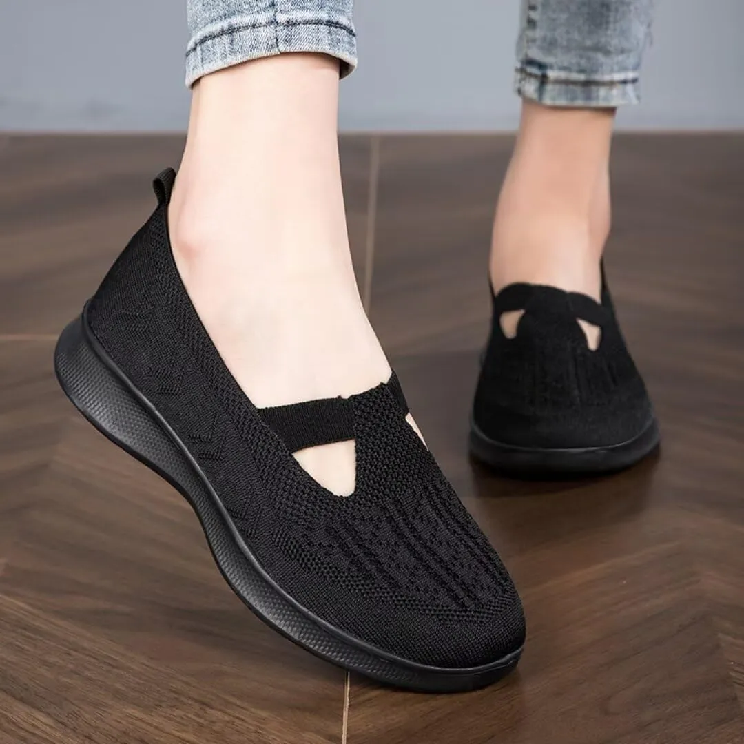 FusionFolio Summer Breathable Nonslip Soft Sole Elderly Shoes Women's, Casual Orthopedic Walking Flats for MiddleAged and Seniors