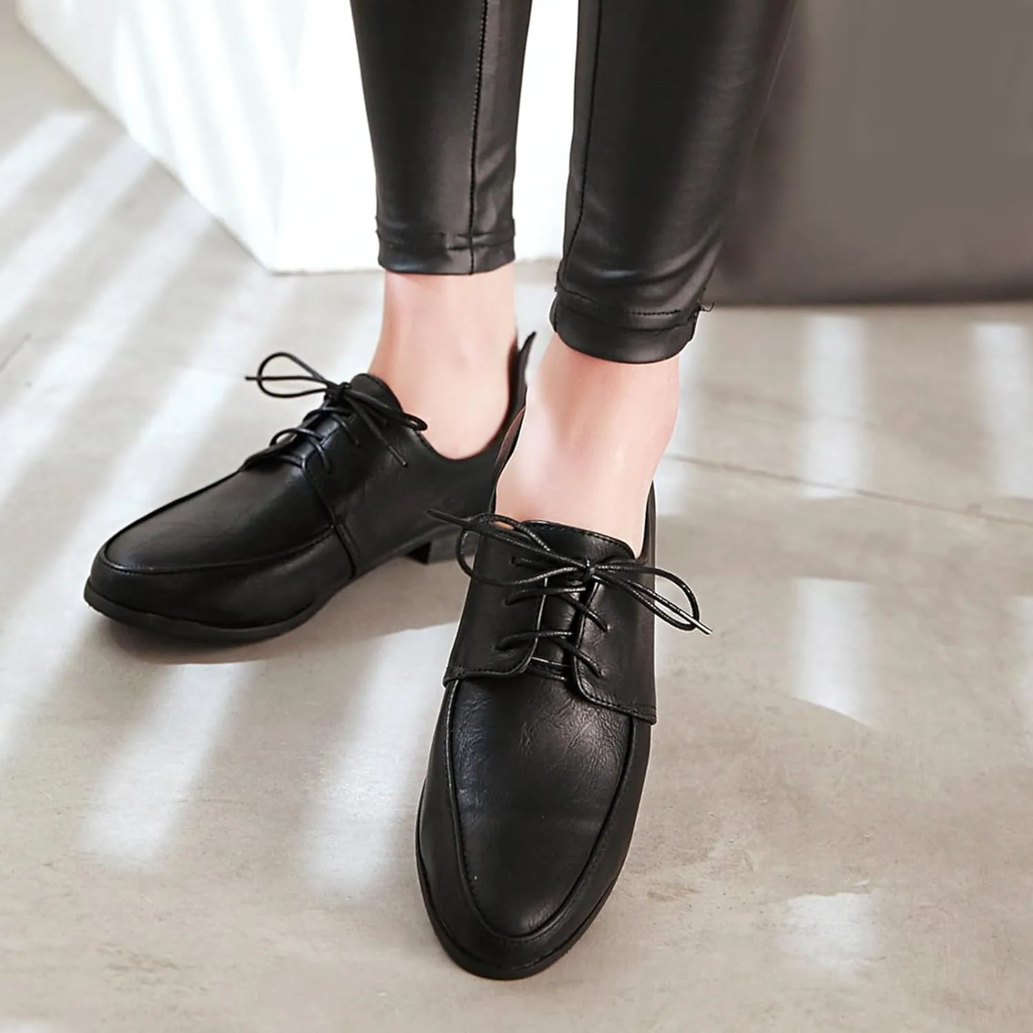 Gicoiz Office Oxfords Womens Lace Up Classic Low Heel Brogue Pumps