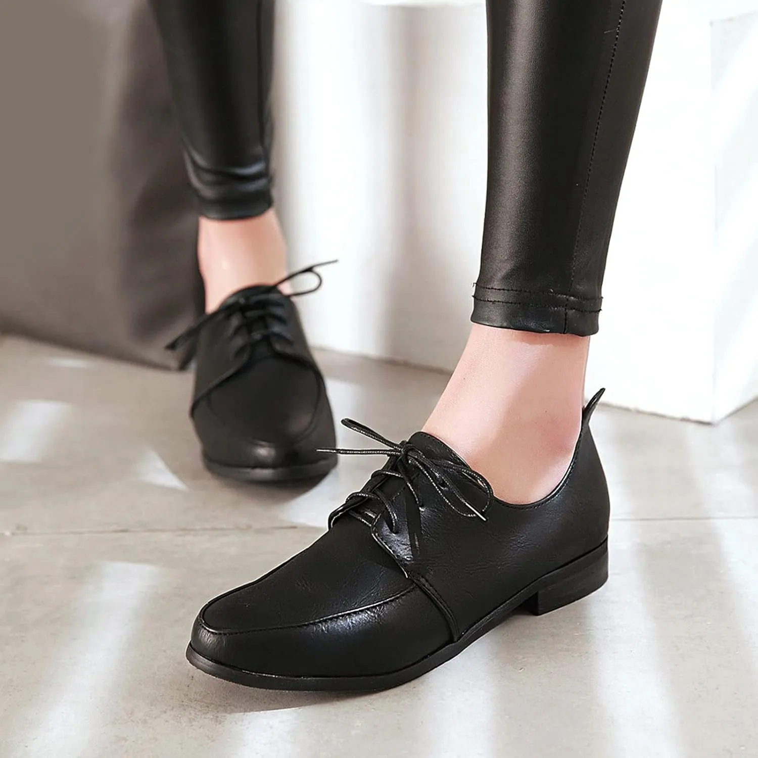 Gicoiz Office Oxfords Womens Lace Up Classic Low Heel Brogue Pumps