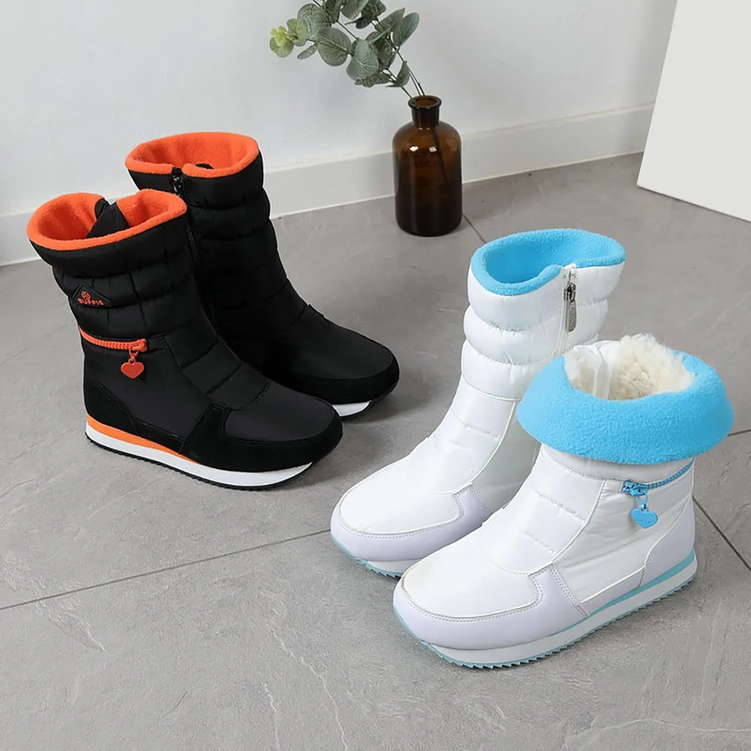 Hiking Boots for Women Waterproof Hiking Boots Lightweight Insulated Fur Boots Athletic Outdoor Work Boots Winter Shoes