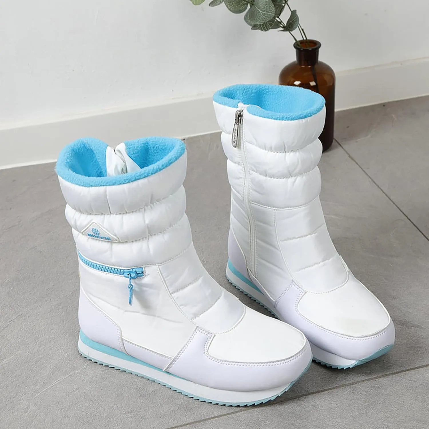 Hiking Boots for Women Waterproof Hiking Boots Lightweight Insulated Fur Boots Athletic Outdoor Work Boots Winter Shoes