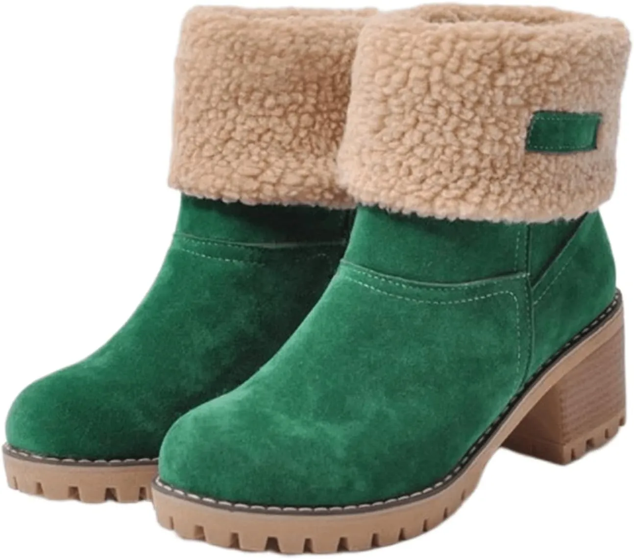 Ladmiple Snow Boots For Women Cute High Top Slip On Winter Warm Ankle Booties Fashion Fur Lined Outdoor Mid Calf Walking Shoe