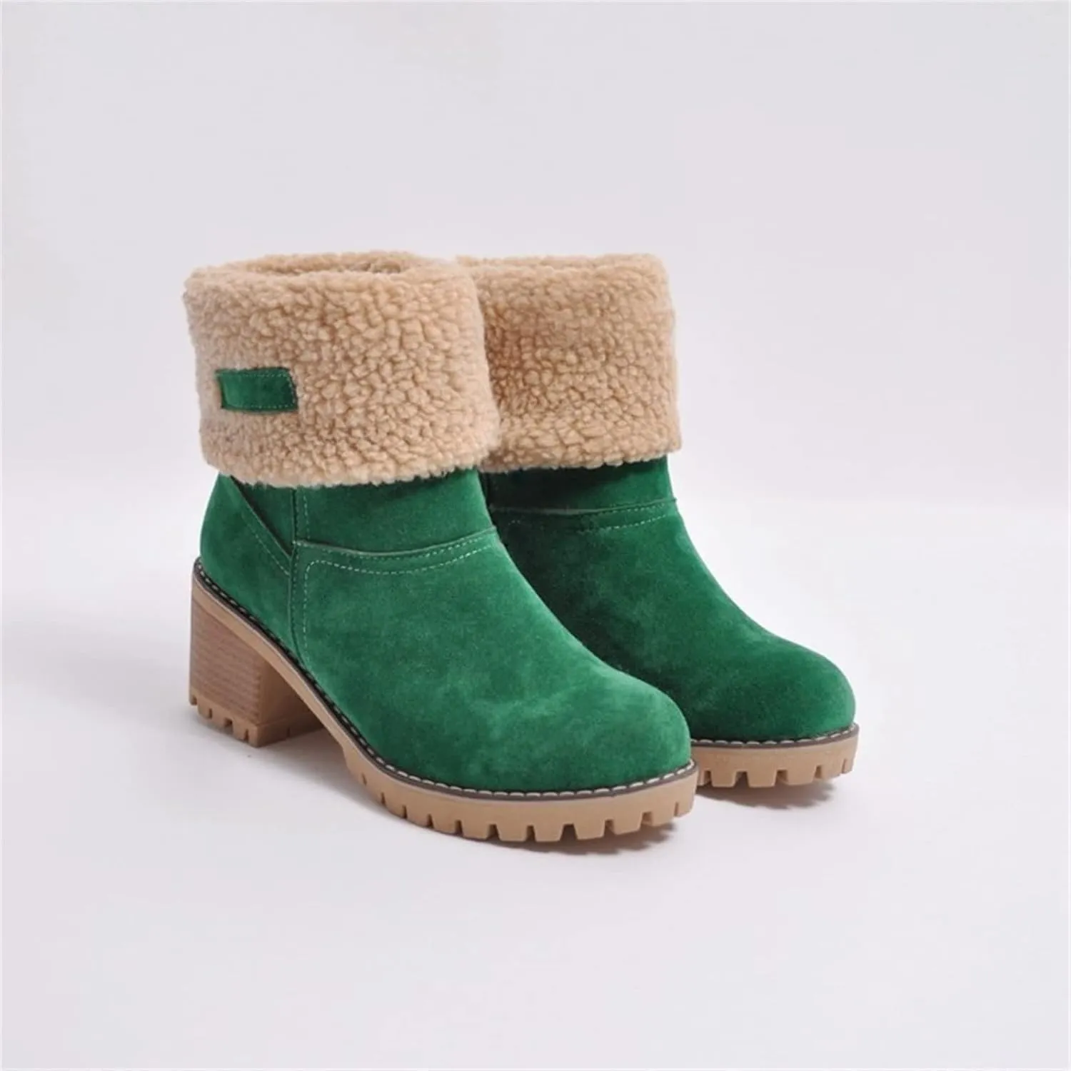 Ladmiple Snow Boots For Women Cute High Top Slip On Winter Warm Ankle Booties Fashion Fur Lined Outdoor Mid Calf Walking Shoe